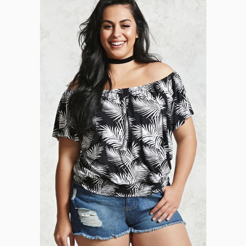 Forever 21 Plus Size Palm Print Top - image 1